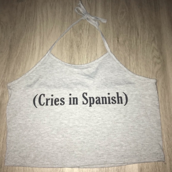 “Cries in Spanish” tie crop top - Picture 1 of 2